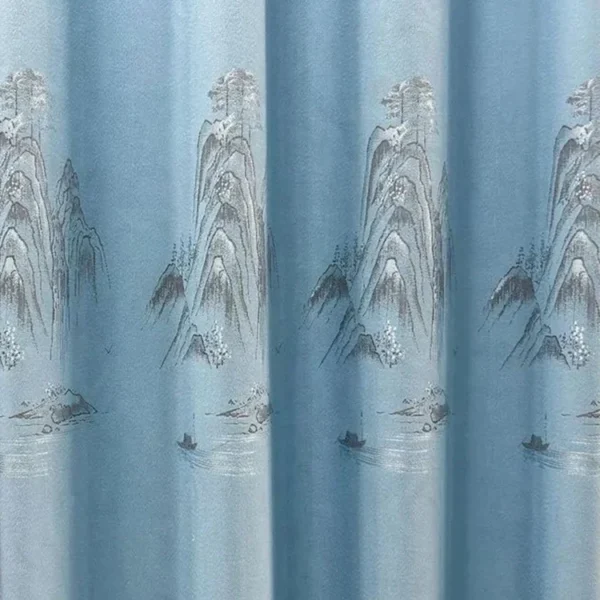 Factory Supply  Ancient Style Landscape Pattern  80% Blackout Jacquard Polyester Curtain Fabric With 2.8M/3.2M Width - Image 5